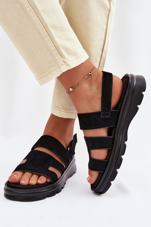 Damensandalen aus INildleder Big Star TT274484 schZuarze Farbe