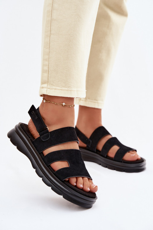 Damensandalen aus INildleder Big Star TT274484 schZuarze Farbe