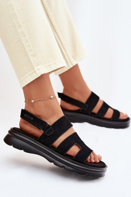 Damensandalen aus INildleder Big Star TT274484 schZuarze Farbe