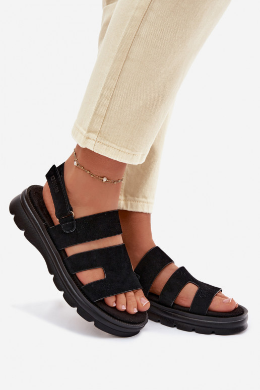 Damensandalen aus INildleder Big Star TT274484 schZuarze Farbe