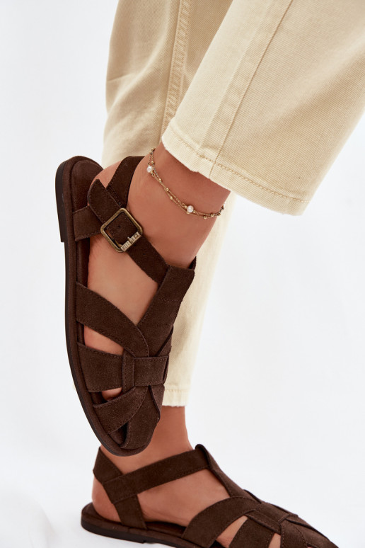 Flache Sandalen für DamenErmöglichtturalnego aus INildlederu Big Star TT274249 CzekoladoZue