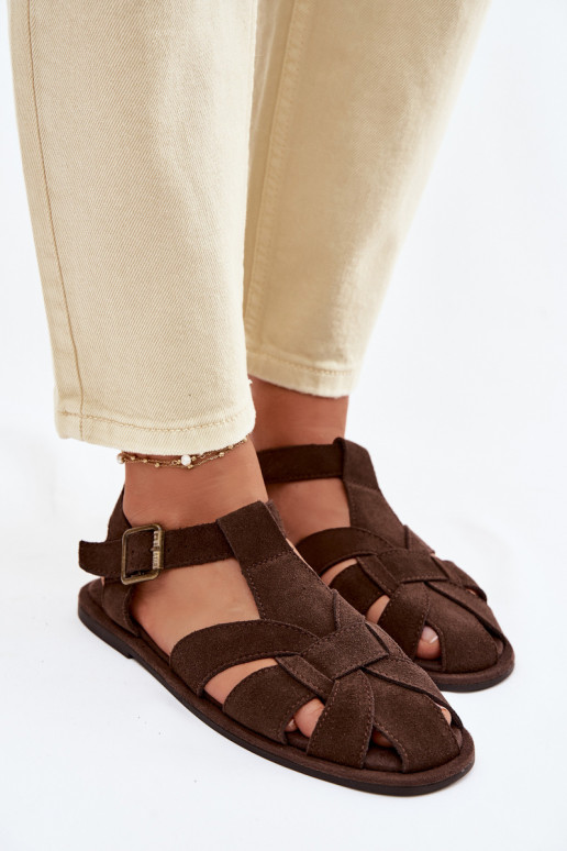 Flache Sandalen für DamenErmöglichtturalnego aus INildlederu Big Star TT274249 CzekoladoZue