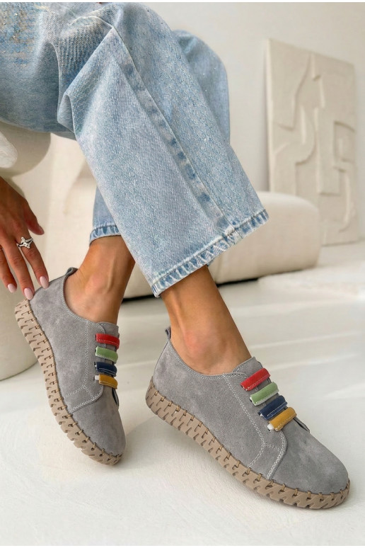 Haut aus INildleder Schuhe Feminin Vinceza 95377 graue Farbe