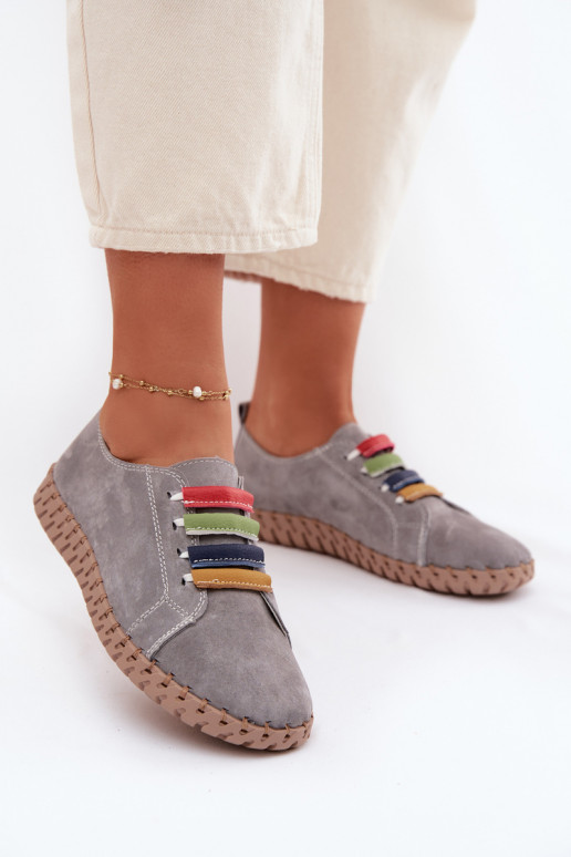 Haut aus INildleder Schuhe Feminin Vinceza 95377 graue Farbe