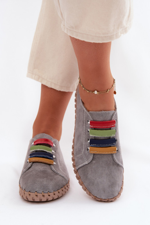 Haut aus INildleder Schuhe Feminin Vinceza 95377 graue Farbe