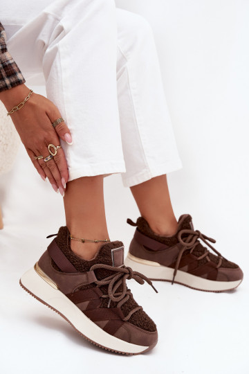 Warmed Sport-Sneaker für Damen mit Plateau in braun Juvira