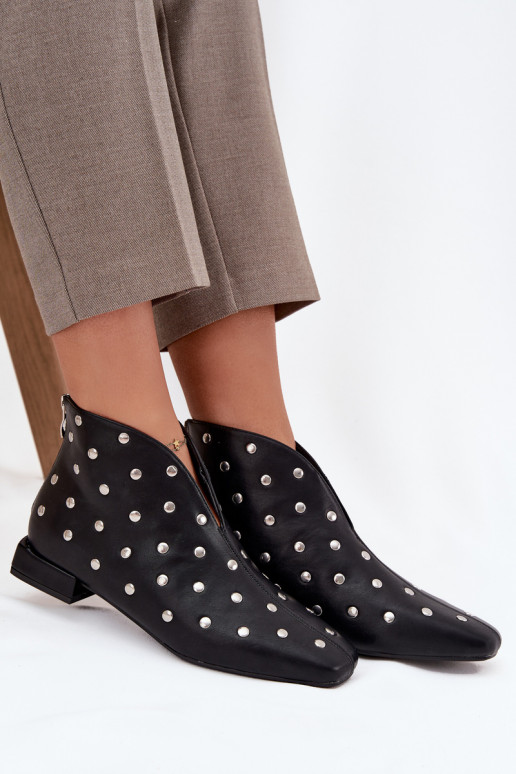 Damenstiefel Ermöglicht Subtilm Obcasie Ze Silberfarbem Zdobieniem schZuarze Farbe Rosalind