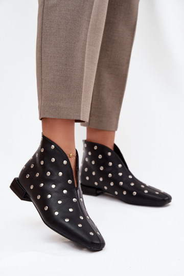 Damenstiefel Ermöglicht Subtilm Obcasie Ze Silberfarbem Zdobieniem schZuarze Farbe Rosalind 2