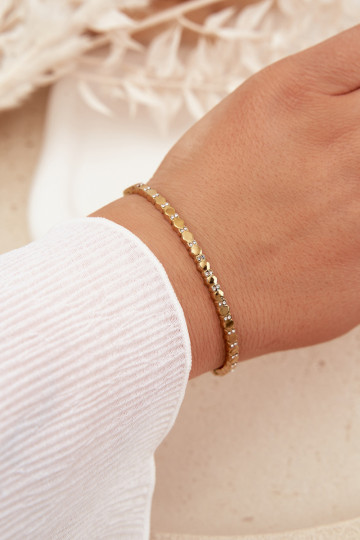 Damenarmband mit Zirkonia und Zirkon aus goldfarbenem Edelstahl