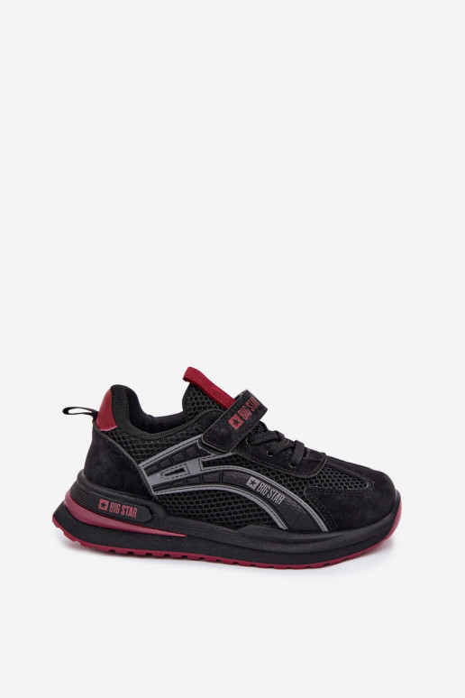 Schuhe Kinder-Sneaker Big Star TT374152 HI-POLY SYSTEM SchZuarz und-Burgund