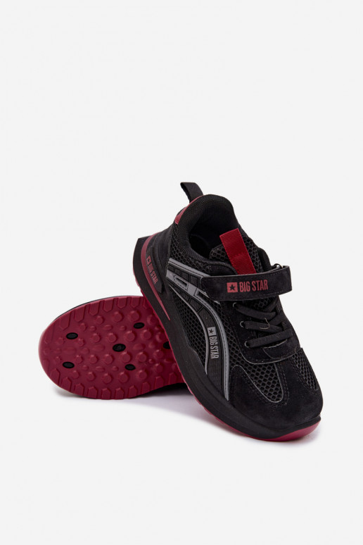 Schuhe Kinder-Sneaker Big Star TT374152 HI-POLY SYSTEM SchZuarz und-Burgund