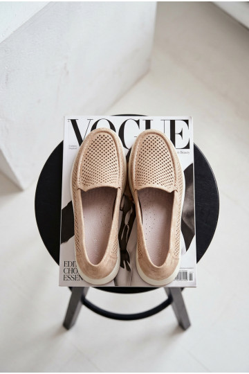 mit durchbrochenen Elementen Mokassins für Damen Sergio Leone MK097H goldene Farbe