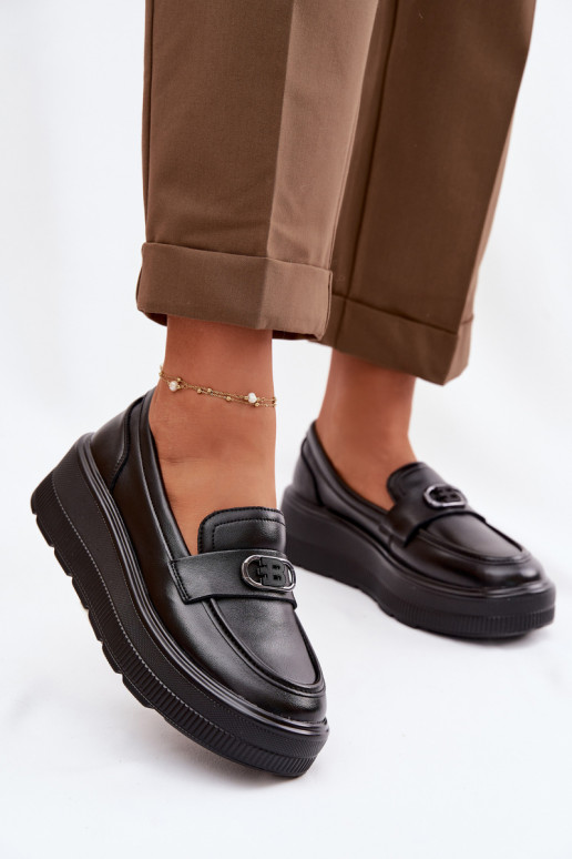 Haut Plateau-Mokassins für Damen Vinceza 39974 schZuarze Farbe