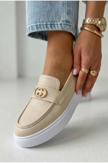 Haut Plateau-Mokassins für Damen Vinceza 39974 Beige 2