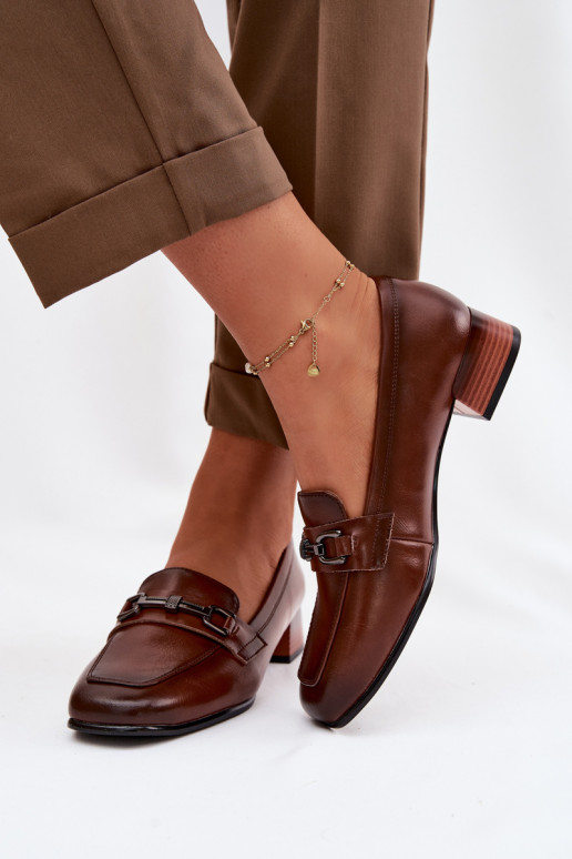 Haut Schuhe Feminin Klocke mit Ornamenten Vinceza 39978 braune Farbe