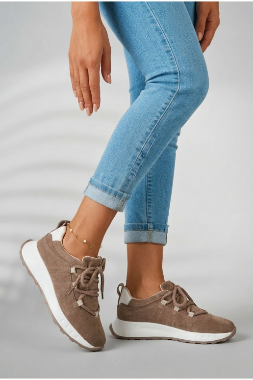Haut aus INildleder Sneakers Stilvollllschuhe Feminin braune Farbe Bemela
