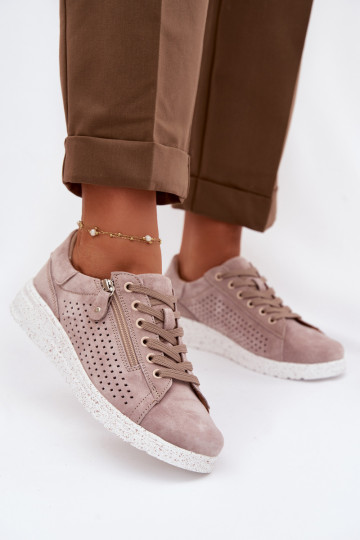 Damen Wildlederschuhe mit Reißverschluss Cemela sandfarben