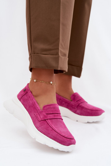 Mokassins für DamenErmöglichtturalnego aus INildlederu mit einer Plattform Vinceza 79626 pinke Farbe 2