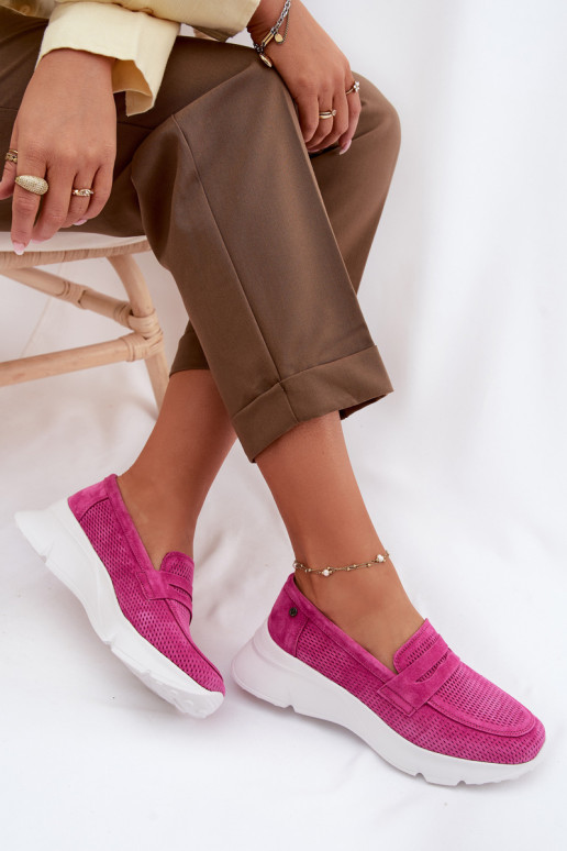 Mokassins für DamenErmöglichtturalnego aus INildlederu mit einer Plattform Vinceza 79626 pinke Farbe