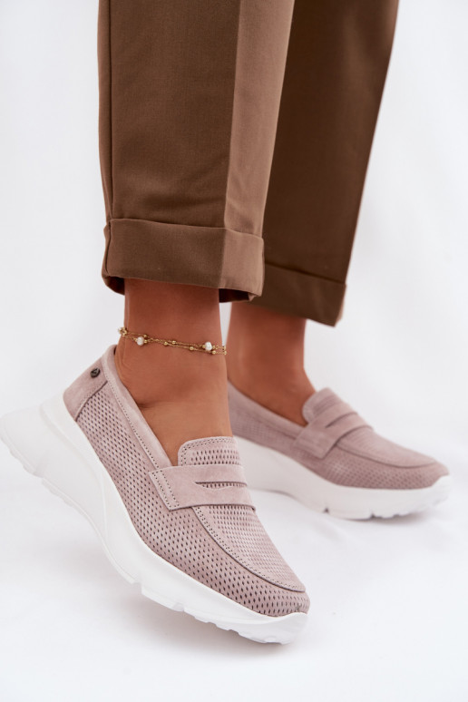 Mokassins für DamenErmöglichtturalnego aus INildlederu mit einer Plattform Vinceza 79626 Beige