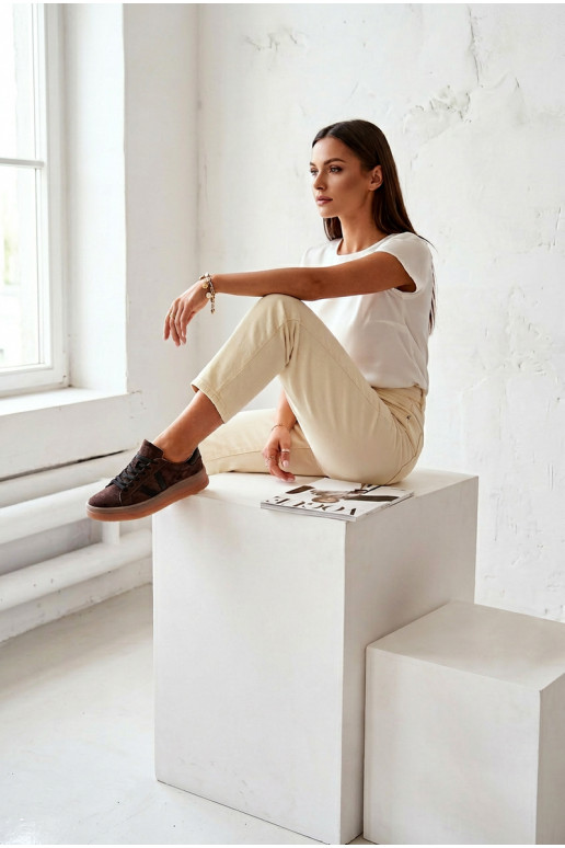 Sneakers Stilvollllschuhe FemininErmöglichtturalnego aus INildlederu mit einer Plattform Vinceza 79597 braune Farbe