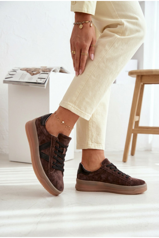 Sneakers Stilvollllschuhe FemininErmöglichtturalnego aus INildlederu mit einer Plattform Vinceza 79597 braune Farbe