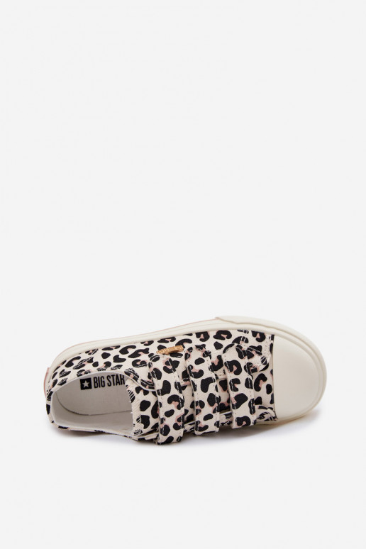 lässige Schuhe Kindisch mit Klebeverschlüssen Big Star TT374171 mit Leopardenfellmuster