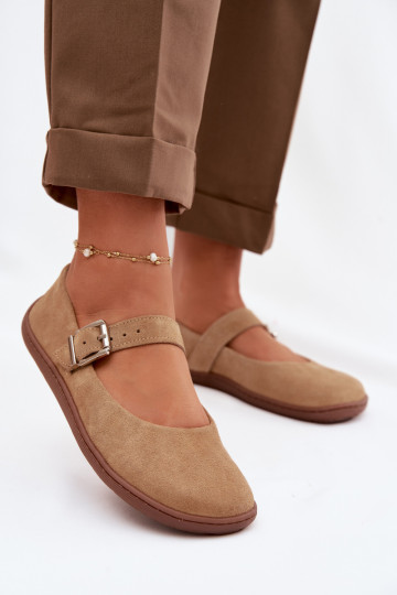 Ballerinas aus echtem Wildleder Zazoo 316 sandfarben 2