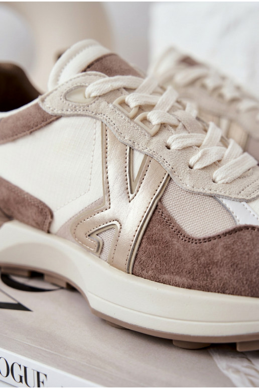 aus INildleder Sneakers Stilvollllschuhe Feminin Kobbo 66954 Beige