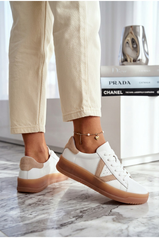 Sneakers Stilvollllschuhe FemininErmöglichtturalnej Skóry mit einer Plattform Vinceza 79597 Zueiße Farbe