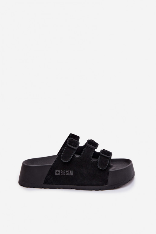 Damen-Pantoletten mit Plateau und Riemchen Big Star TT274531 schwarz