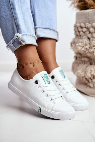Damen-Ledersneaker Big Star GG274006 weiß-grün