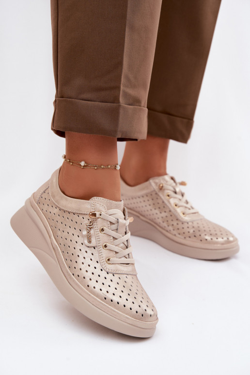 Haut mit durchbrochenen Elementen Schuhe Feminin Vinceza 79603 goldene Farbe