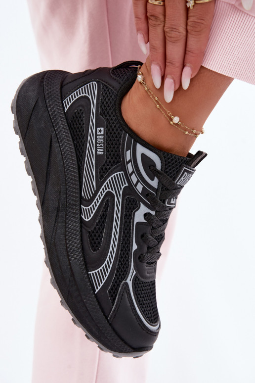 Turnschuhe Sneakers Stilvollllschuhe Feminin Big Star TT274327 HI-POLY SYSTEM schZuarze Farbe