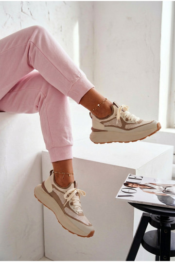 Turnschuhe Feminin Big Star TT274571 HI-POLY SYSTEM Beige 2