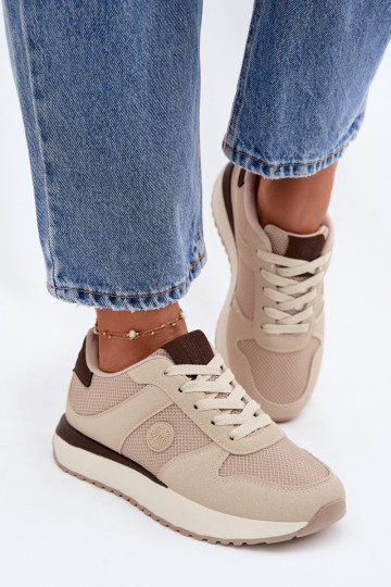 Sneakers Stilvollllschuhe Feminin mit einer Plattform Big Star TT274275 Beige