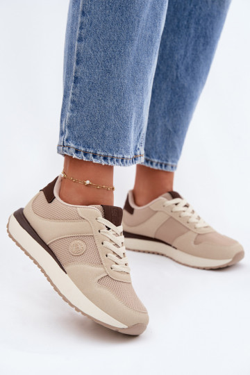 Sneakers Stilvollllschuhe Feminin mit einer Plattform Big Star TT274275 Beige 2