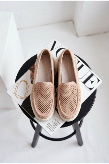Damen Mokassins mit Lochmuster Sergio Leone MK097H sandfarben