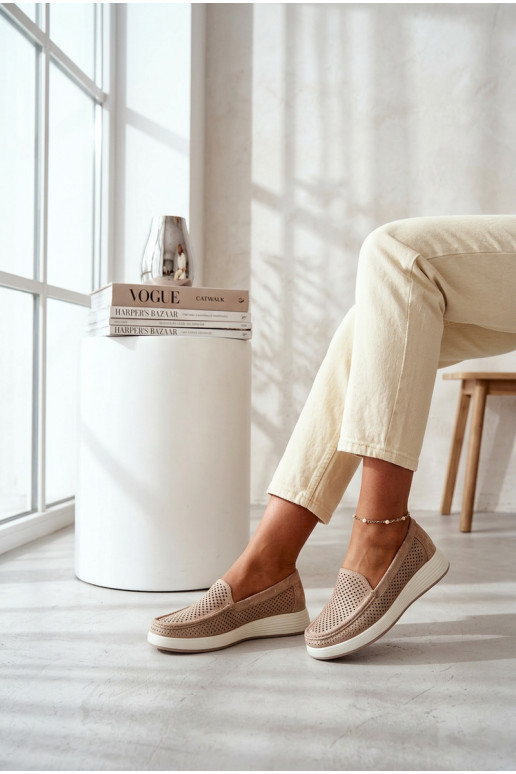 Damen Mokassins mit Lochmuster Sergio Leone MK097H goldfarben