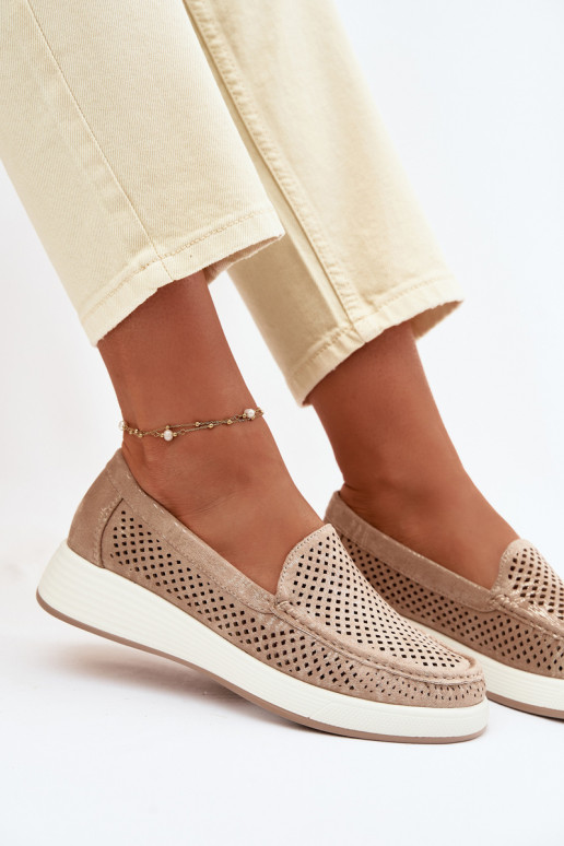 Damen Mokassins mit Lochmuster Sergio Leone MK097H goldfarben