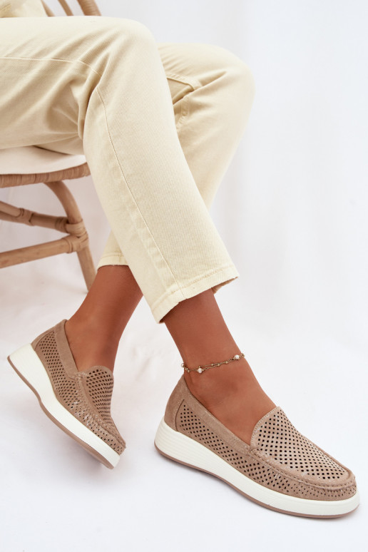 Damen Mokassins mit Lochmuster Sergio Leone MK097H goldfarben