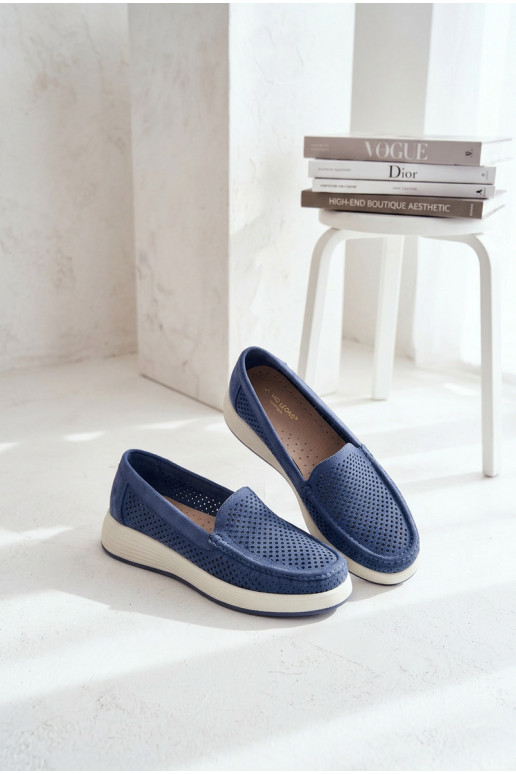 Damen Mokassins mit Lochmuster Sergio Leone MK097H blau