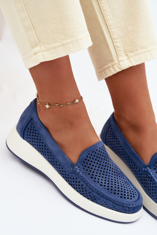 Damen Mokassins mit Lochmuster Sergio Leone MK097H blau