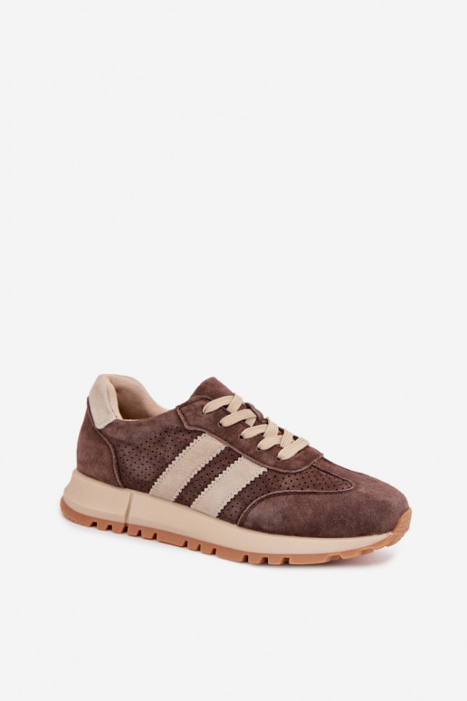 Damen Sneaker aus Kunstleder braune Farbe