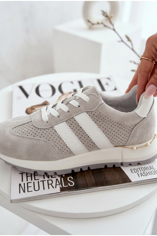 Damen Sneakerschuhe aus echtem Wildleder grau