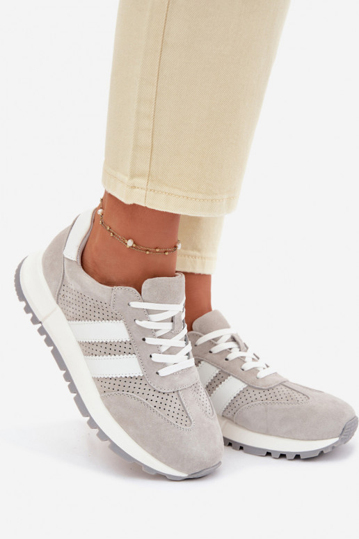 Damen Sneakerschuhe aus echtem Wildleder grau
