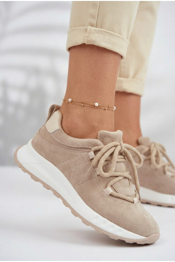 Damen Wildleder Sneakerschuhe Bemela sandfarben 2
