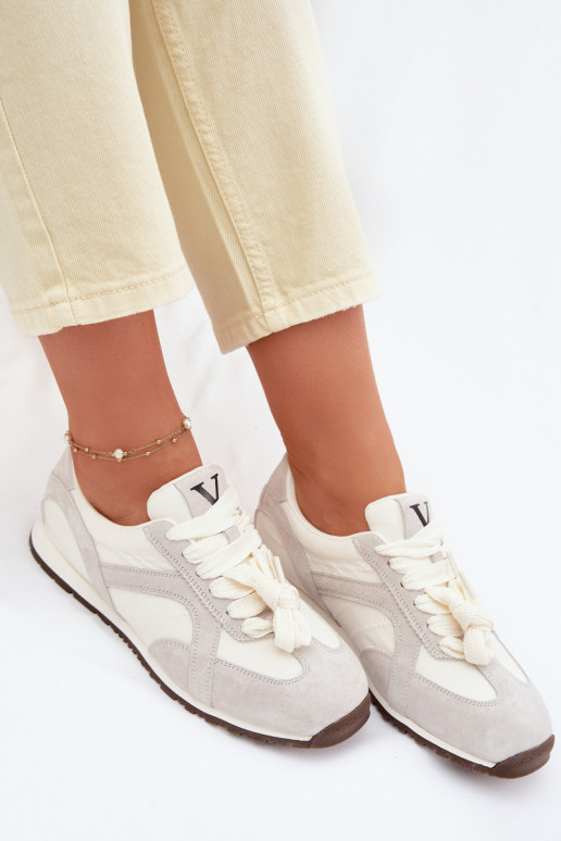 aus INildleder Sneakers Stilvollllschuhe Feminin Vinceza 86427 graue Farbe