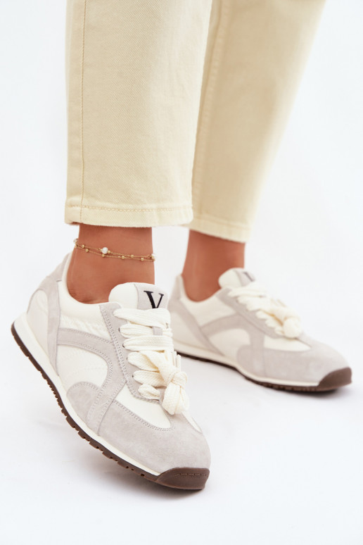 aus INildleder Sneakers Stilvollllschuhe Feminin Vinceza 86427 graue Farbe