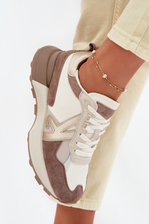 aus INildleder Sneakers Stilvollllschuhe Feminin Kobbo 66954 Beige